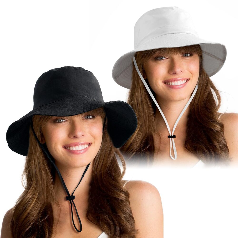 9307 2 Pack Waterproof Sun Hats UV Protection Packable Brimmed Floppy Rain